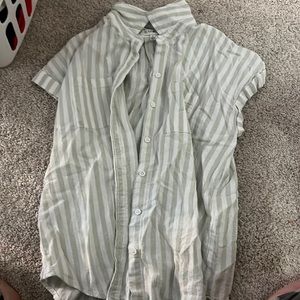 green and white striped button down